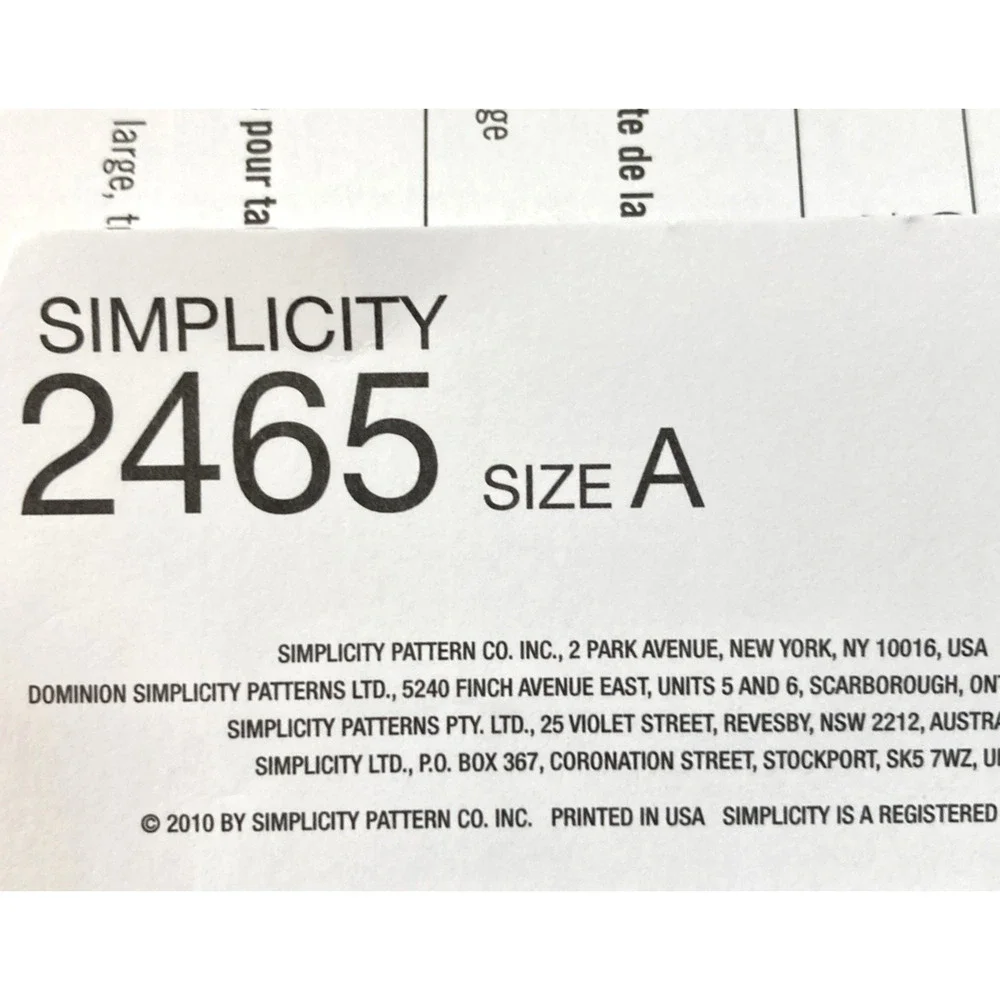 Simplicity 2465 childs